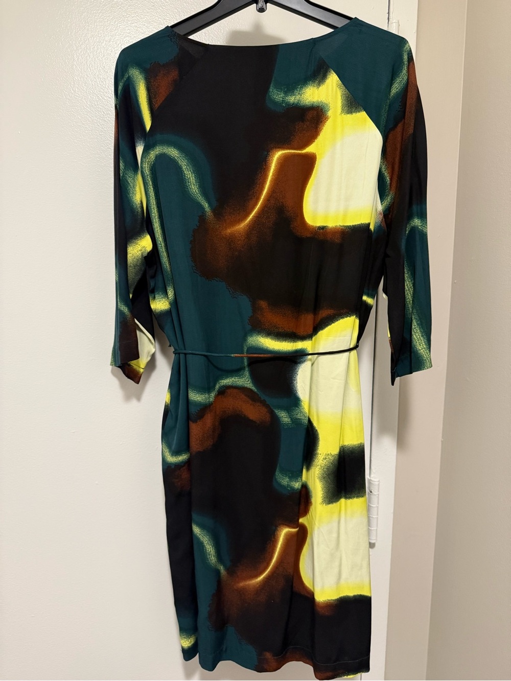 S.Oliver  Abstract Print Sheath Dress in Green and Yellow